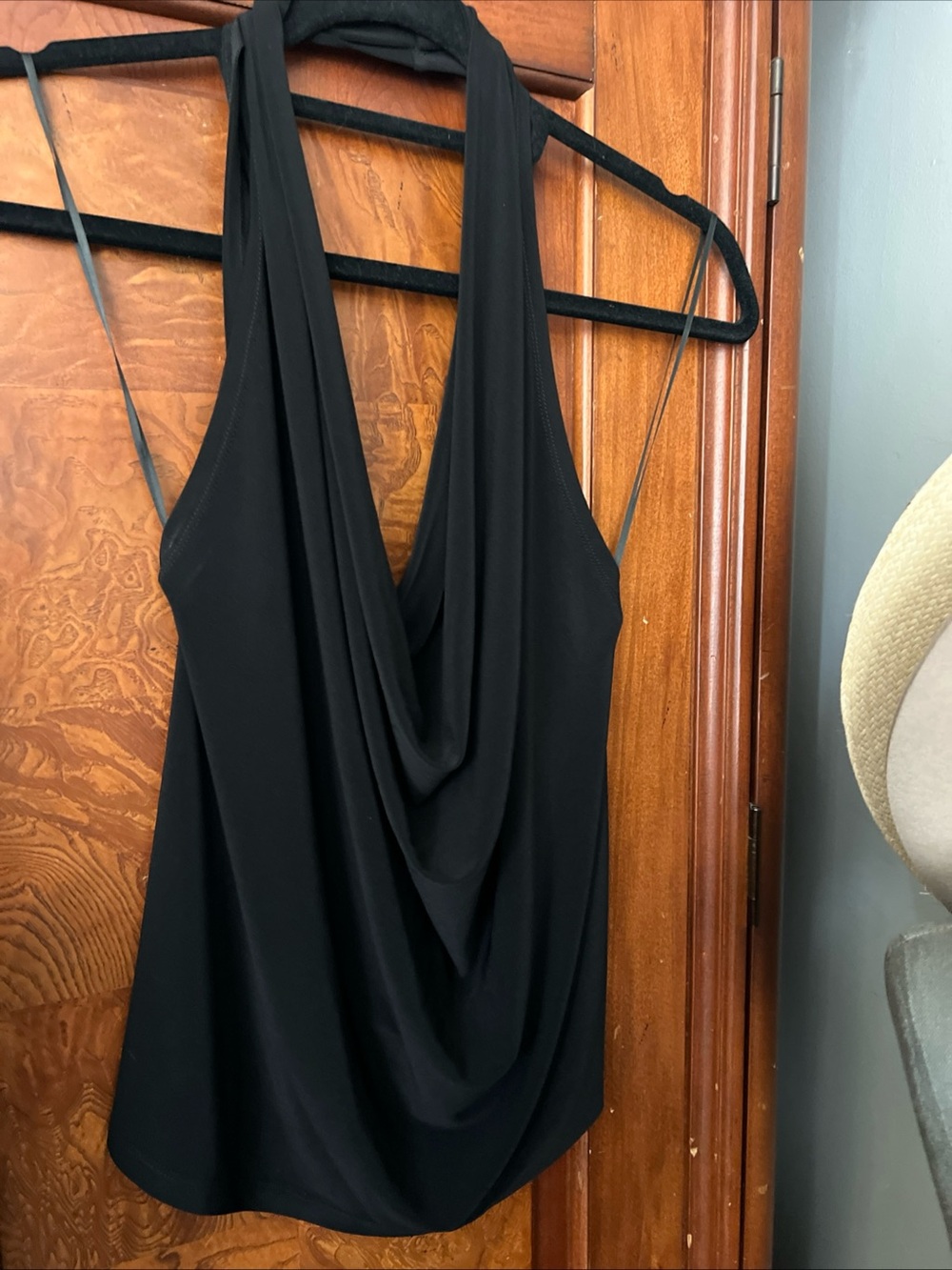 Ramy Brook NY cowl neck Black Draped Halter Tank Top